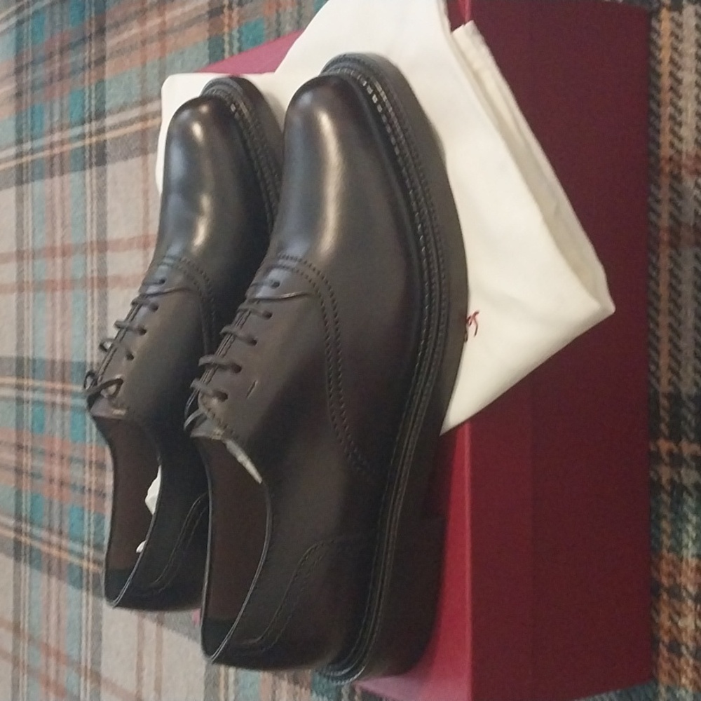 Salvatore Ferragamo Men's Dark Brown Leather Dress Shoes - Picture 10 of 16